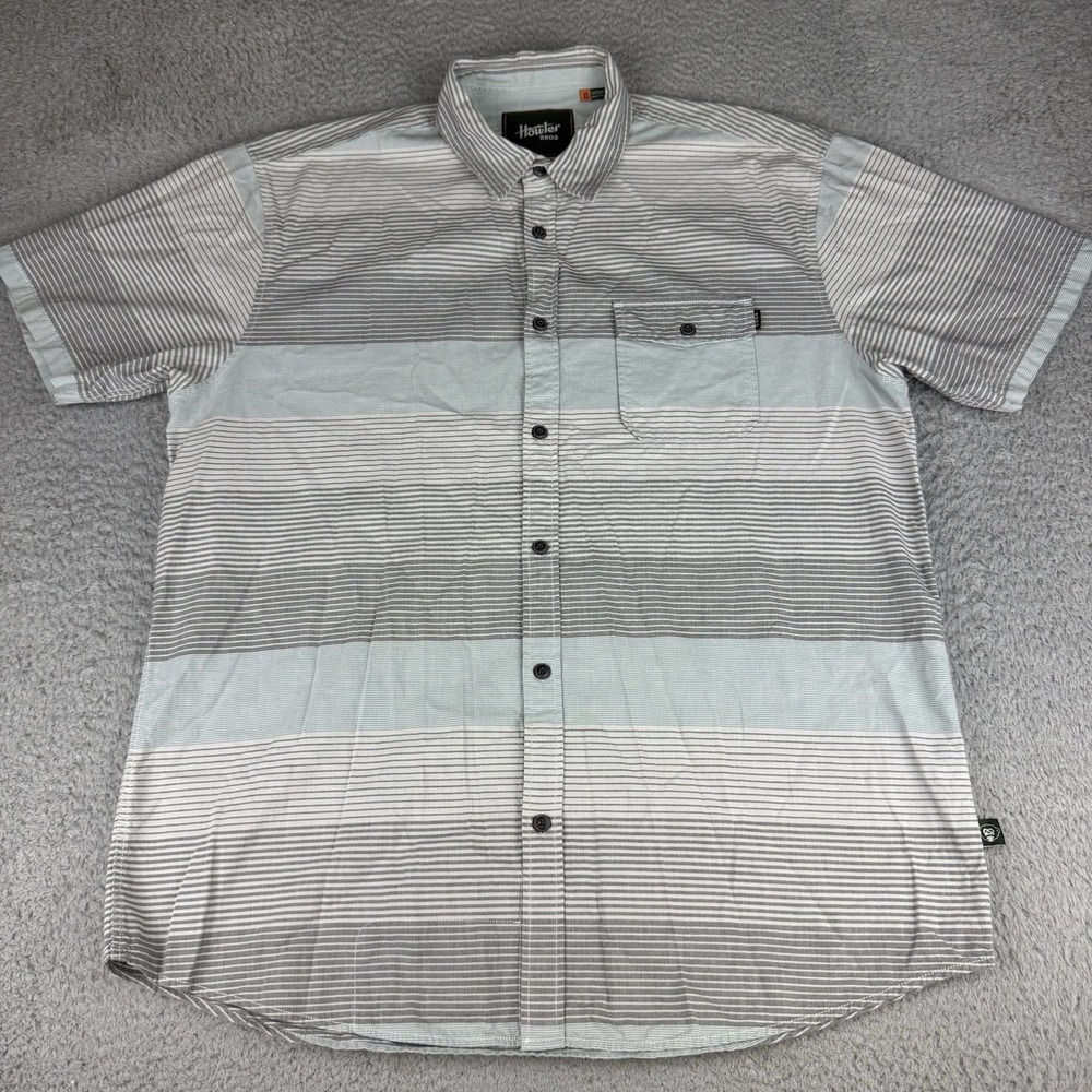 Howler Brothers Mens XL Stripe Blue Grey Button Up Shirt Breathable Outdoor